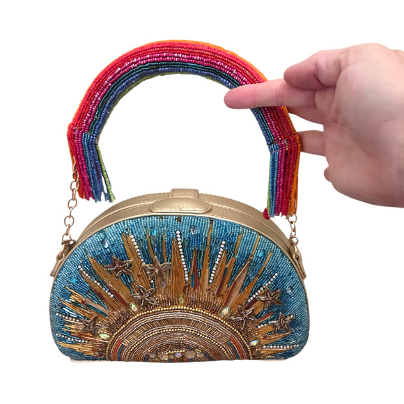 Mary Frances Handbags - Mary Frances Sunshine & Rainbows Beaded Top Handle Bag NWT Handmade Evening Bag
